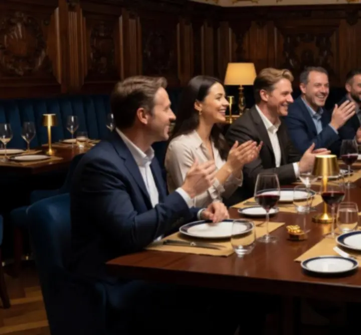 Elegáns céges vacsora gyertyafényes asztalokkal az Evening Table Hubban