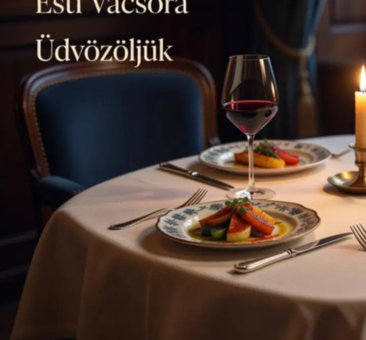 Fine dining stílusú, elegánsan terített asztal részlete, prémium fogásokkal