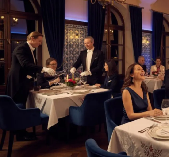 Privát tematikus rendezvény elegáns asztalokkal